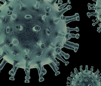 Foto von einem vergrößerten Coronavirus.